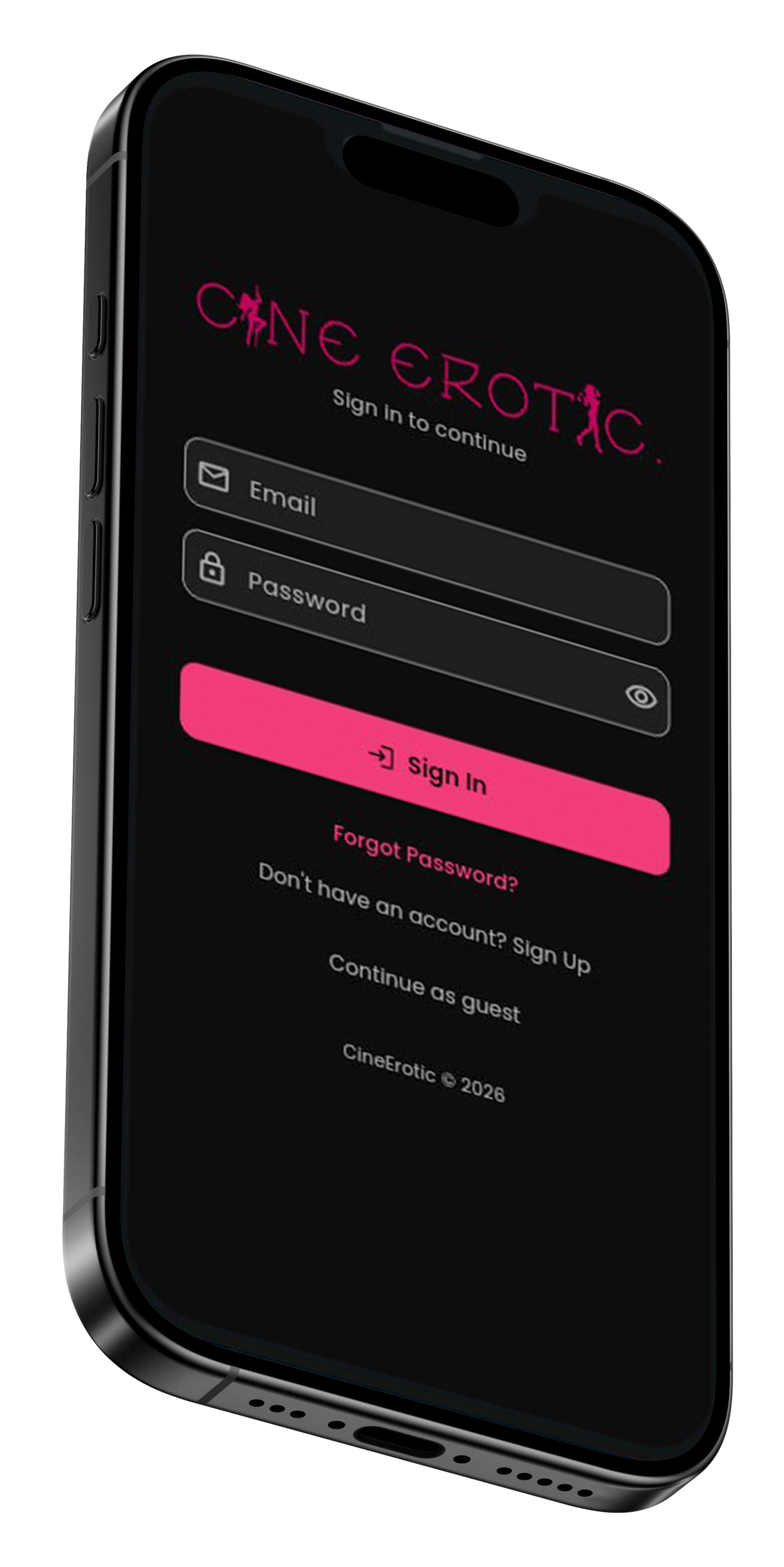 CineErotic app home screen